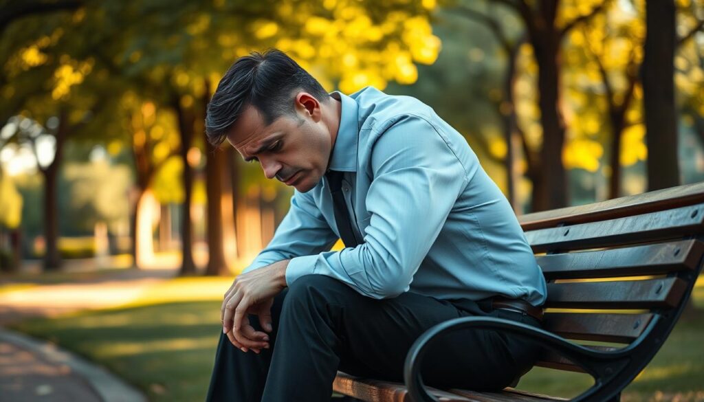 A weary individual in professional business attire sits on a park bench, their expression reflecting deep fatigue and concern. The foreground features the person hunched slightly, with their hands on their knees, as they look down with tired eyes. In the middle ground, the park scene shows blurred outlines of trees and walking paths, evoking a sense of overwhelming exhaustion that contrasts with the vibrant nature around them. The background is filled with golden late-afternoon sunlight filtering through the leaves, casting gentle shadows. The overall atmosphere should convey a feeling of isolation, emphasizing the internal struggle against extreme tiredness brought on by high cholesterol, while ensuring the scene remains hopeful and serene. Soft focus on the subject enhances the emotion without distractions. A weary individual in professional business attire sits on a park bench, their expression reflecting deep fatigue and concern. The foreground features the person hunched slightly, with their hands on their knees, as they look down with tired eyes. In the middle ground, the park scene shows blurred outlines of trees and walking paths, evoking a sense of overwhelming exhaustion that contrasts with the vibrant nature around them. The background is filled with golden late-afternoon sunlight filtering through the leaves, casting gentle shadows. The overall atmosphere should convey a feeling of isolation, emphasizing the internal struggle against extreme tiredness brought on by high cholesterol, while ensuring the scene remains hopeful and serene. Soft focus on the subject enhances the emotion without distractions.